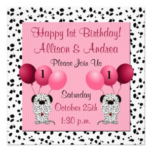 Twins 1st Birthday Party Invitation Pink