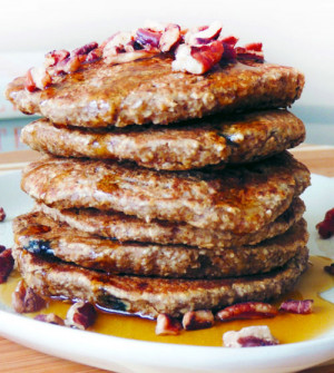 Oatmeal Banana Pecan Blueberry Pancakes