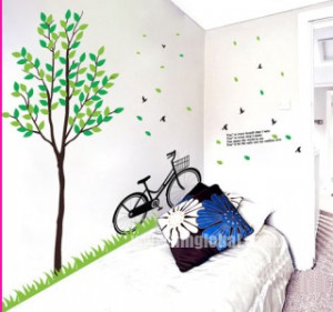 180 CM TALL TREE & BIKE Wall Art Decal & Quote 