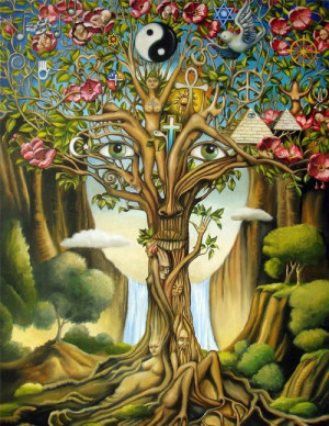 love tree hippie boho peace ying yang