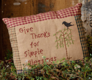 Homespun Stitched Pillow Give Thanks for-Homespun Pillow, Decorative ...