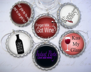 ... charms, Hostess Gift, ladies night,set of 6, Funny Wine Sayings