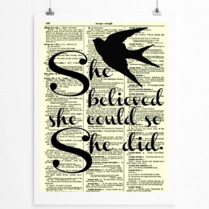 She Believed She Could So She Did Quote by reimaginationprints, $10.00