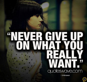 Never give up on what you really want.