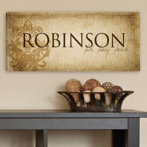 Faith Family Friends Quote with Last Name Canvas Print - Wall ...