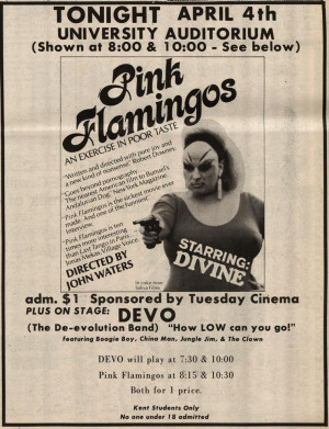 Friday, April 4, 1975, DEVO (opening for the film Pink Flamingos) in ...