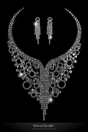zirconia diamond bridal necklaces and dangle earrings jewelry set jpg