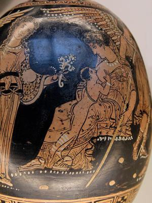 Hera Suckling the Baby Heracles. Apulian Red-Figure Squat Lekythos, c ...