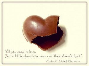 Clarles schultz love and chocolate quote