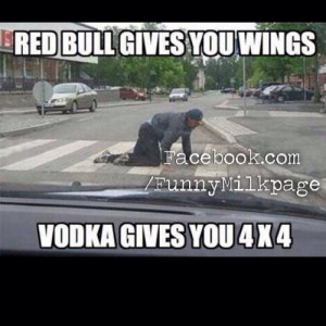 Red bull gives you wings vodka gives you a 4x4