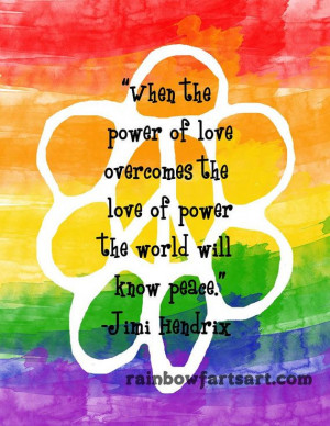 8X10 art print - Jimi Hendrix Power of Love quote Peace Flower