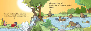 funny comic about camping with beavers having a party drinking water