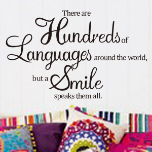 Hundreds Languages Smile English Quote Wall Stickers Removable ...