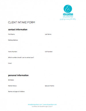 new client intake form