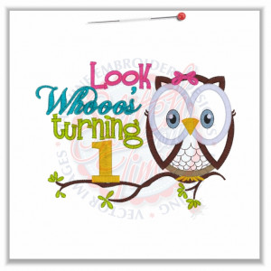 ... look whoos turning 1 owl applique 5x7 £ 1 90p stitch on time 5x7