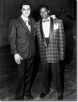 Elvis Presley and B.B. King backstage at the WDIA Goodwill Revue at ...