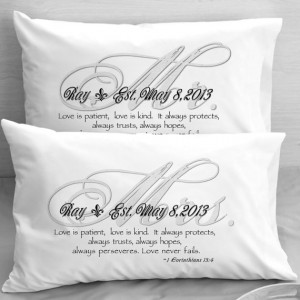 Mr and Mrs Bible Quote Pillow Cases 1 Corinthians 13 Love Wedding ...