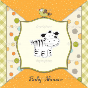 Cute baby shower card with zebra - Foto de Stock