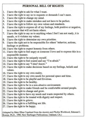 Personal Bill of Rights for Adults.