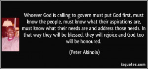 Whoever God is calling to govern must put God first, must know the ...