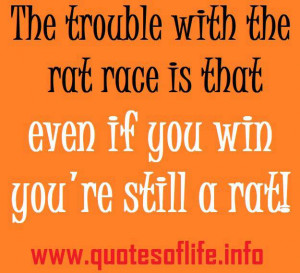 The trouble with the rat race is that even if you win you’re still a ...