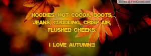 Hoodies, hot cocoa, boots, jeans, cuddling, crisp air, flushed cheeks ...