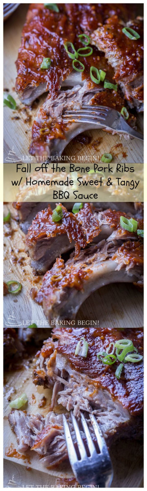 Fall Off the Bone Pork Ribs w/ Homemade Sweet and Tangy BBQ Sauce -You ...