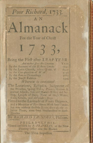Benjamin Franklin], Poor Richard, 1733. Almanack For the Year of ...