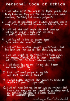 Personal Code Of Ethics