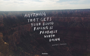 ... that gets your blood racing is probably worth doing. Hunter S Thompson