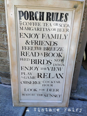Vintage Fairy: porch rules for Geo