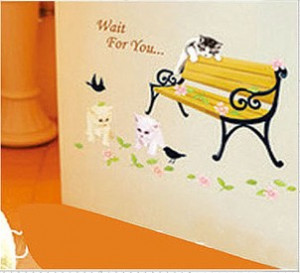 Cute cartoon cats vinyl wall stickers for kids rooms diy bathroom wall ...