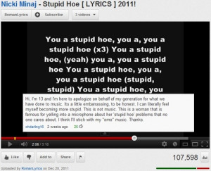 truth Nicki Minaj Stupid Hoe YouTube hater