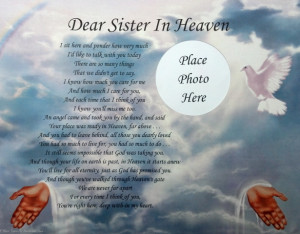 Details about DEAR SISTER IN HEAVEN MEMORIAL POEM . .IN LOVING MEMORY