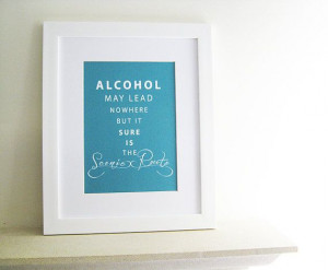 Alcohol Quote Teal Background Mounted Print by CreamHouseDesign, $25 ...