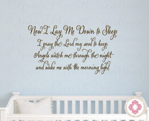 Down To Sleep Baby Nursery Wall Decal - Vinyl Wall Quote Saying Prayer ...