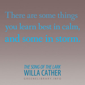 There are some things you learn best in calm, and some in storm ...