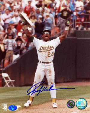 Oakland Athletics - Record Breaking Steal - Autographed 8x10 Photo