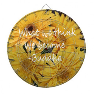 Pretty yellow flowers and an inspirational quote dart board