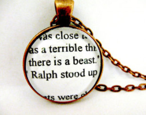 Lord Of The Flies Quotes Book Page Necklace - There Is A Beast ...