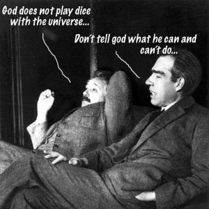Einstein e Bohr discutono sul ruolo di Dio
