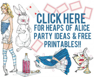 Alice in Wonderland Cards Tea Party Birthday