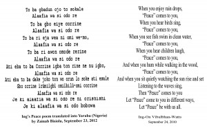 Peace Poem – Yoruba (Nigeria, Togo, Benin)