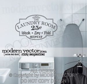 Details about LAUNDRY ROOM Vinyl Wall Quote Decal WASH DRY FOLD