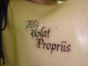 Old English Style Font Latin Quote Tattoo