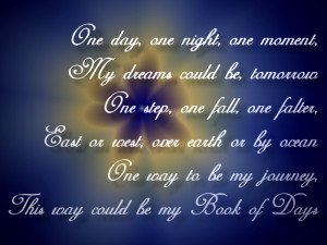 Book Of Days - Enya Song Lyric Quote in Text Image