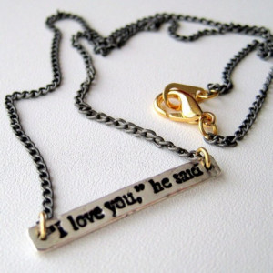 Love Quotes Fine Silver Necklace with Gold by littlebrownbird