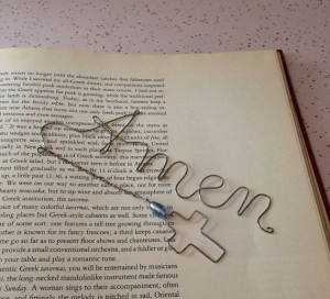 Metal Bookmark Amen with Cross Bible by FusedElementsJewelry