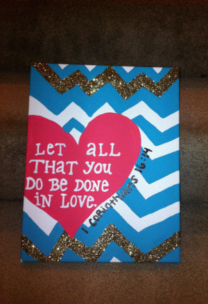 Chevron Striped Hand-painted Canvas with Quote Bible Verse