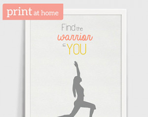 Warrior pose - Yoga Art - Humourous quote - Home Decor - Print at home ...